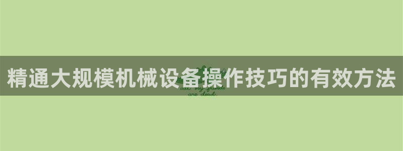 精通大规模机械设备操作技巧的有效方法