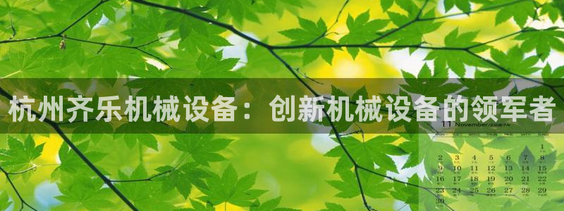 杏盛官网登录：杭州齐乐机械设备：创新机械设备的领军者