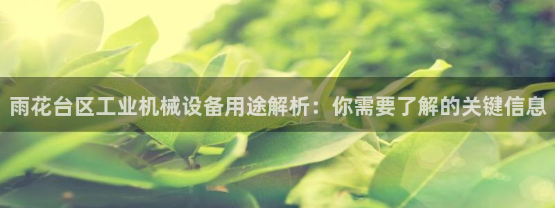 杏盛平台：雨花台区工业机械设备用途解析：你需要了解的关键信息