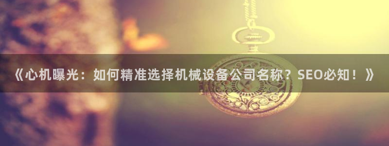 杏盛平台官网：《心机曝光：如何精准选择机械设备公司名称？SEO必知！》