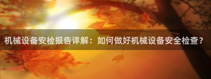 杏盛平台官网注册登录：机械设备安检报告详解：如何做好机械设备安全检查？