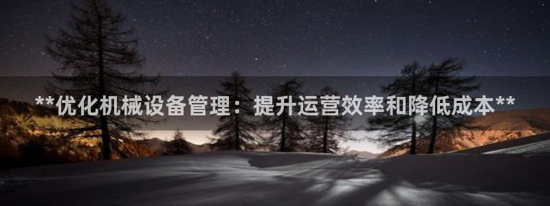 杏盛平台登陆：**优化机械设备管理：提升运营效率和降低成本**