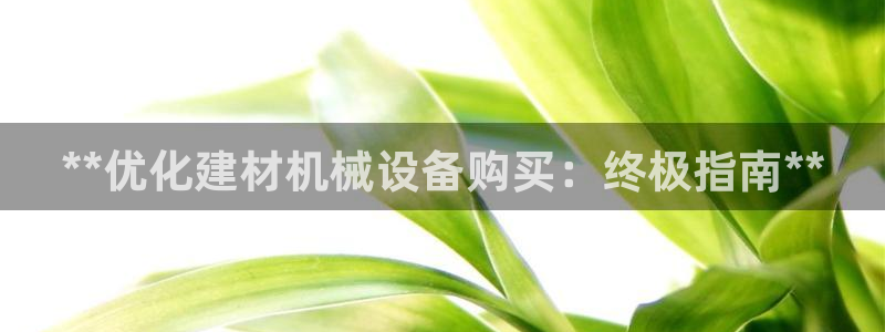 杏盛平台登陆：**优化建材机械设备购买：